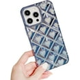 thumbnail image 1 of Chrome Case for Women/Girls, Sparkling Classic Plaid Hearts Creative Phone Case Compatible with iPhone 13, Blue, 1 of 8