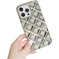 thumbnail image 1 of Chrome Case for Women/Girls, Sparkling Classic Plaid Hearts Creative Phone Case Compatible with iPhone 15 Pro Max, Silver, 1 of 8