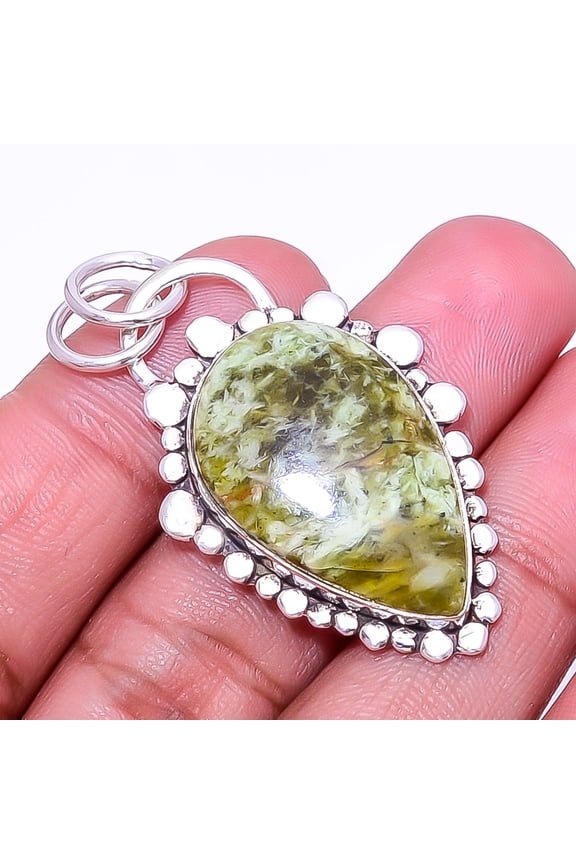 Chrome Chalcedony Designer Handmade 925 Sterling Silver Pendant 1.76" P938515866