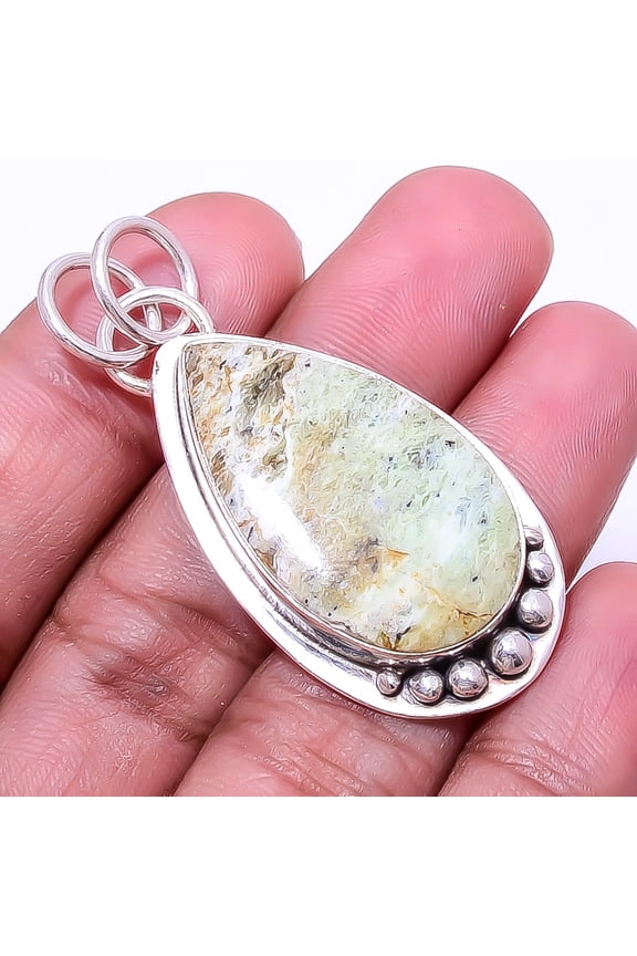 Chrome Chalcedony Designer Handmade 925 Sterling Silver Pendant 1.95" P925717220