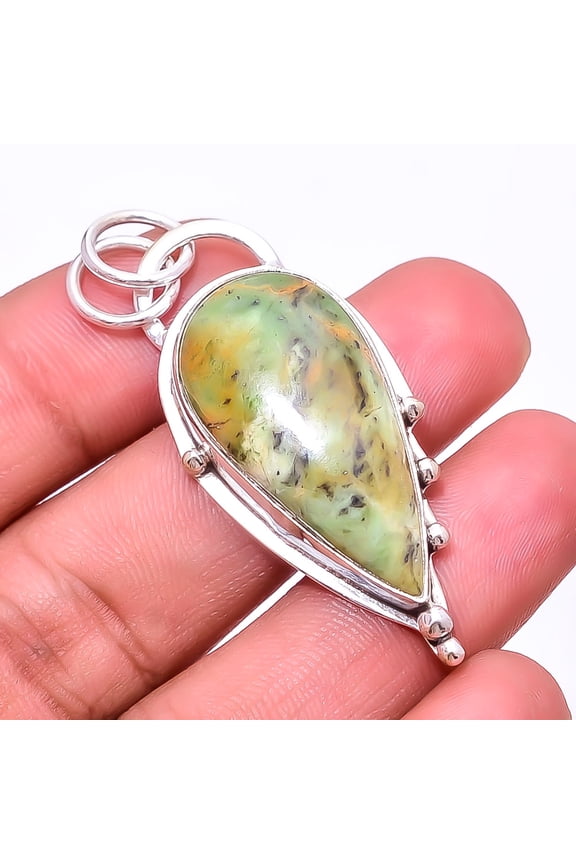 Chrome Chalcedony Designer Handmade 925 Sterling Silver Pendant 1.95" P94652538