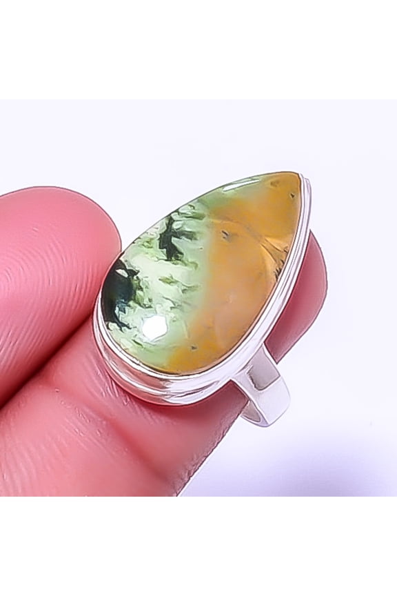 Chrome Chalcedony Gemstone Handmade Gemstone 925 Silver Plated Ring 8 T71 A358, Valentine's Day Gift, Birthday Gift, Beautiful Jewelry For Woman