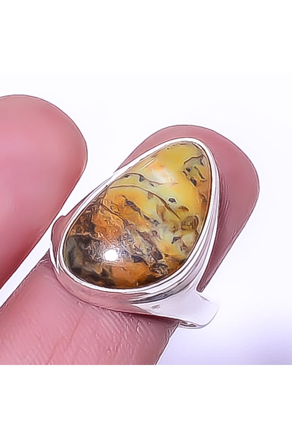 Chrome Chalcedony Handmade Gemstone 925 Silver Plated Jewelry Ring s.8.5 A390, Valentine's Day Gift, Birthday Gift, Beautiful Jewelry For Woman