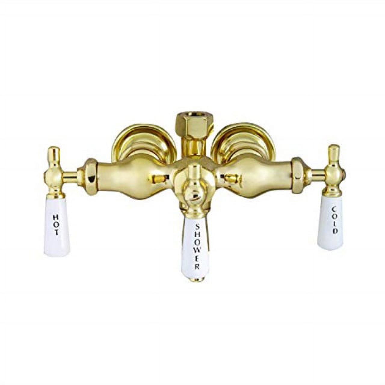 Polished Chrome Wall Mounted Clawfoot Tub Faucet with Porcelain Handles