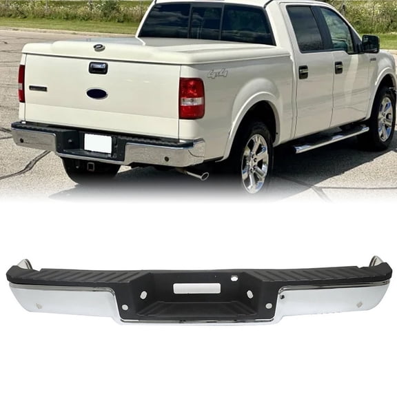 Chrome Complete Rear Step Bumper for 2004 2005 2006 Ford F-150 F150 W/ Sensor Holes