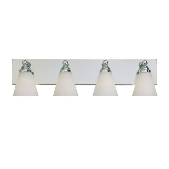 Chrome Contemporary Four Light 400W Bathroom Wall Fixture Hudson Collection