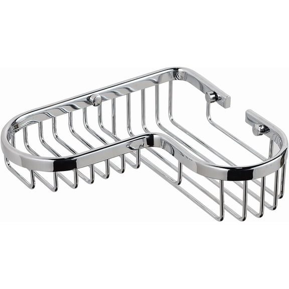 Chrome Corner Shower Caddy, Corner Soap Dish, Solid Brass Wire Basket Shelf for Inside Shower, Wall Mounted Bathroom Soap Holder in Polished Chrome
