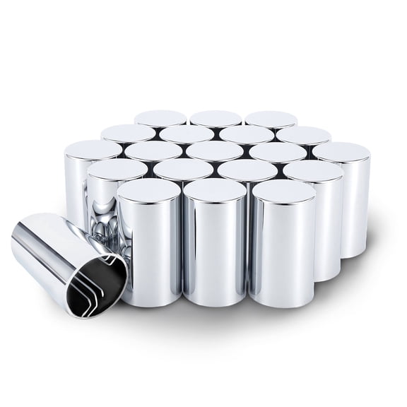 Chrome Cylinder Lug Nut Covers Push-On Design,33mm x 3-1/2" Tall Nut Caps, ABS Plastic Anti-Rust & Weather-resistant For Trucks (20 Pack)