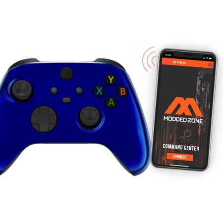 "Chrome Dark Blue" Xbox One X SMART Custom Rapid Fire Modded Controller.FPS mods. COD Warzone