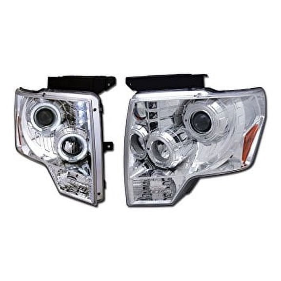 Chrome Daytime Led Dual Halo Projector Head Lights Signal Am Ford F150