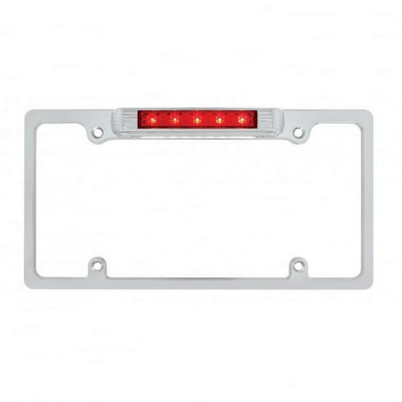 Chrome Deluxe LED License Plate Frame - Red LED Third Brake Light
