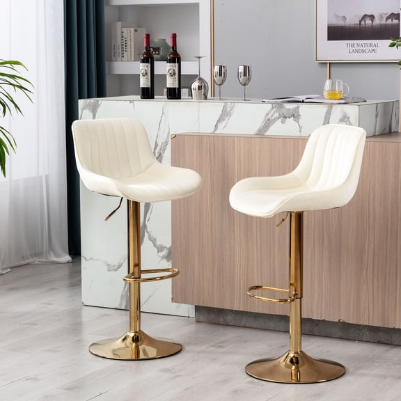 Chrome Design - Mechanical Adjustment - Office Bar - Set of 2 Soft Stools
