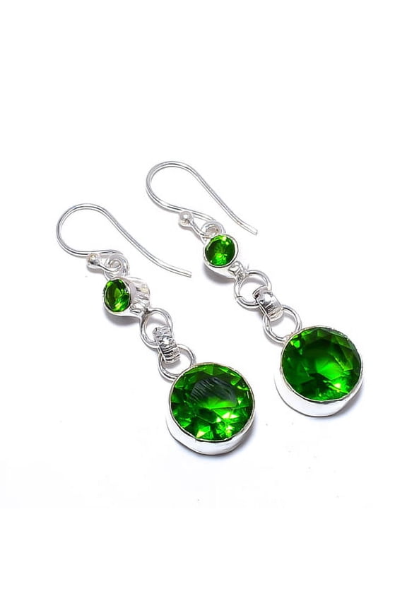 Chrome Diopside 925 Sterling Silver Earring 1.83" E1752-32, Handmade Jewelry, Dangle Earring