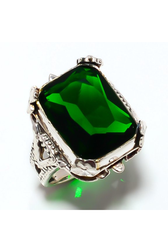 Chrome Diopside 925 Sterling Silver Israeli Ring s.6.5 R1215-44, Christmas Gift, Gemstone Silver Jewelry, Diopside Ring, New Year Sale