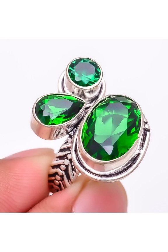 Chrome Diopside 925 Sterling Silver Jewelry Ring s.8.5 M1577, Gemstone Silver Jewelry, New Year Sale, Valentin's Day Gift