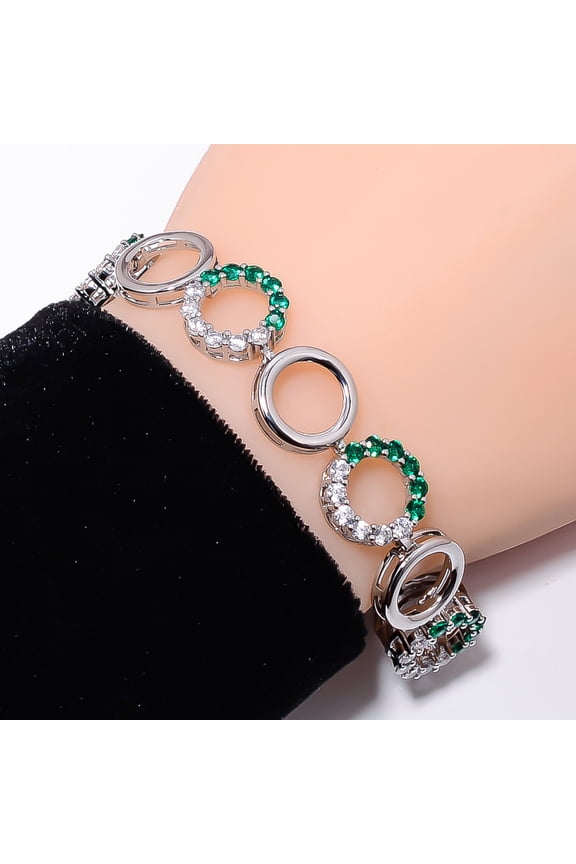 Chrome Diopside, CZ 925 Sterling Silver Adjustable Bracelet 7-8" B133214
