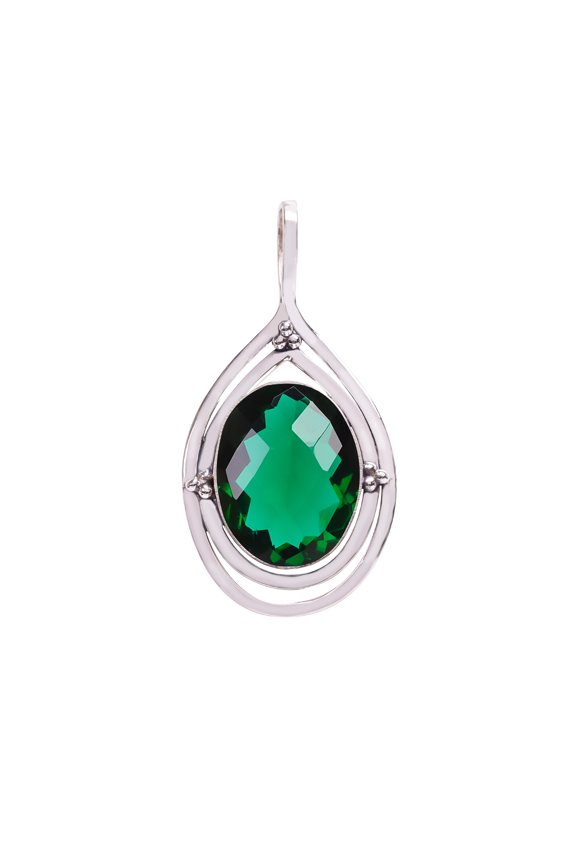 Chrome Diopside Gemstone 925 sterling Silver Pendant, Length 1.75", Gift For Her, Silver Handmade Jewelry, Chrome Diopside Pendant, Green Pendant, Ova