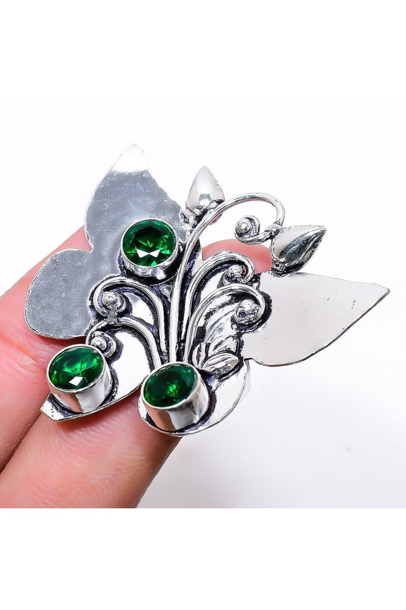 Chrome Diopside Gemstone Handmade 925 Sterling Silver Jewelry Ring Size 6.5
