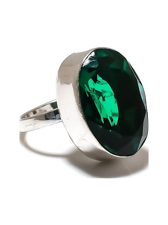 Chrome Diopside Gemstone Handmade 925 Sterling Silver Jewelry Ring Size 9