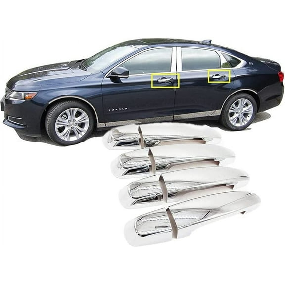 Chrome Door Handle Cover Without Smart Hole FITS 14-19 Chevrolet Impala Chrome finished