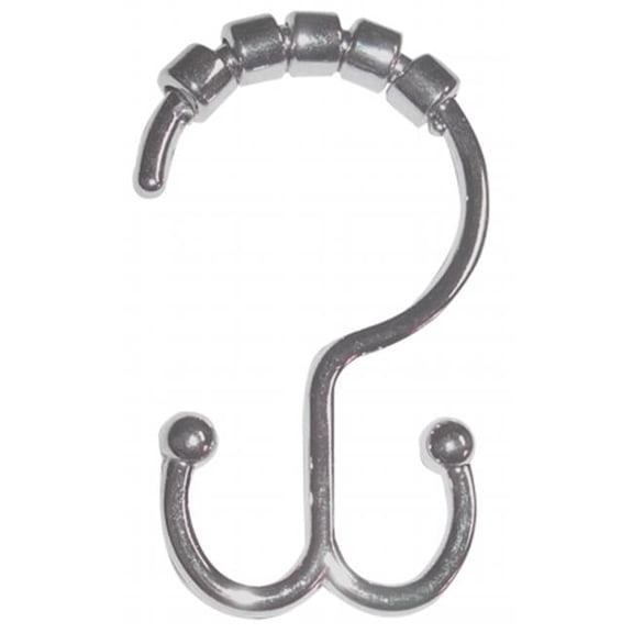 Chrome Double Shower Curtain Liner Roller Hook