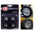 thumbnail image 1 of Chrome Drag Wheel and Tire Set of 4 pieces from "1932 Ford 3 Window" 1/18 by Acme, 1 of 3