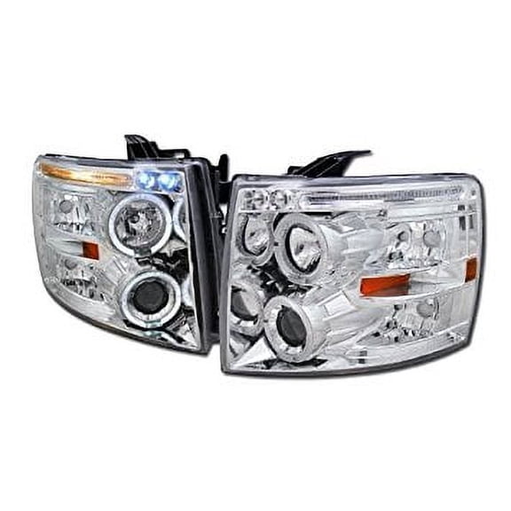 Chrome Drl Led Halo Rims Projector Head Lights Signal Chevy Silverado