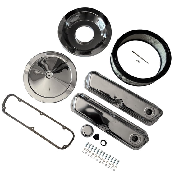 Chrome Engine Dress Up Kit for SB Ford 260 289 302 351W - Valve Covers 3 7/8" & 14" Air Cleaner - Engine Accessories