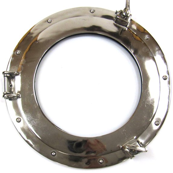 Chrome Finish Aluminum Porthole with Glass, 15"