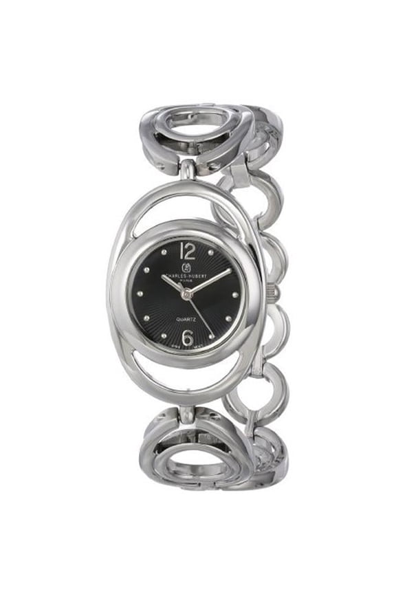 Chrome Finish Black Sunray Dial Quartz Watch - Black