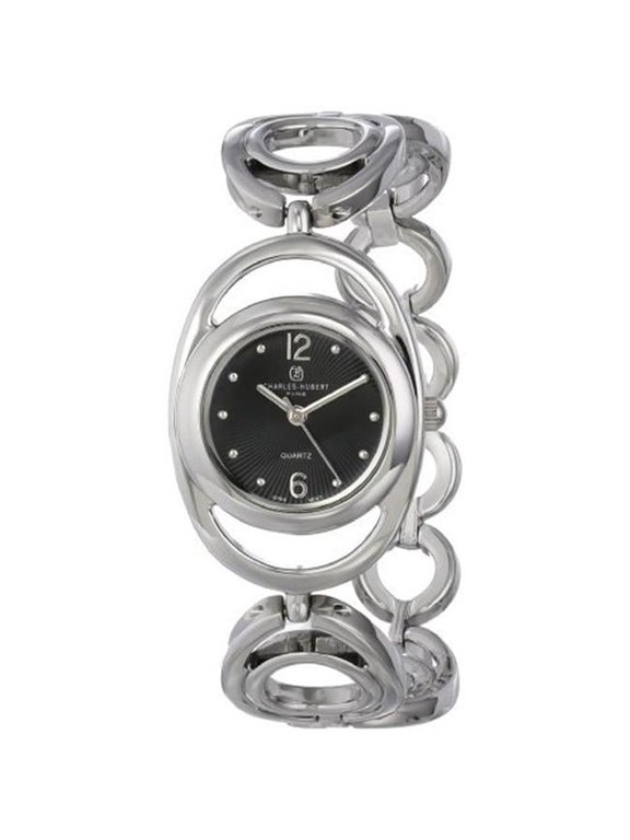 Chrome Finish Black Sunray Dial Quartz Watch - Black