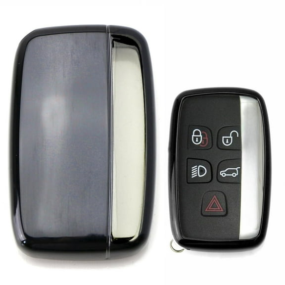 Chrome Finish Black TPU Key Fob Protective Cover Case For 2010-2016 Land Rover 5-Button Key Fit Ranger Rover Sport, Range Rover, LR4, Evoque, etc