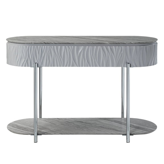 Chrome Finish Gray Sofa Table Smooth Operation 47in Width for Home