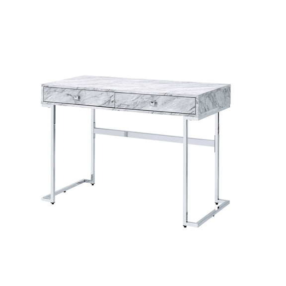 Chrome Finish & Marble Desk / Stylish for Any Work Area