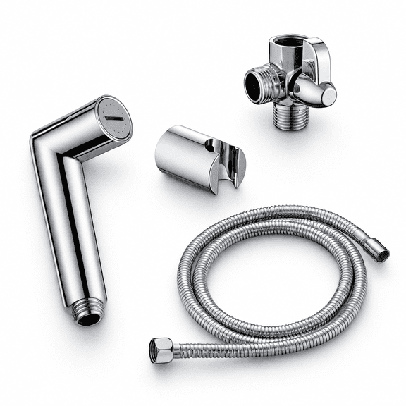 Chrome Finish Pet Shower Sprayer Dog Attachment with 8 Foot Hose and Flow Regulator