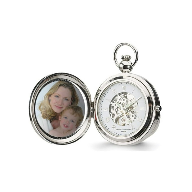 Fob Watches Pocket Watch With Photo Insert Chrome Finish Photo