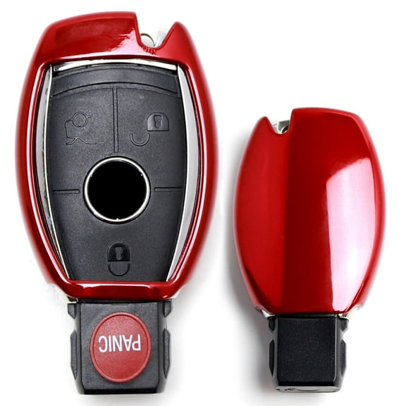 Chrome Finish Red TPU Key Fob Protective Cover Case For Mercedes Benz C E S M CLA CLS CLK GLK GLA GLC GLE GL SL Class, etc Remote Key