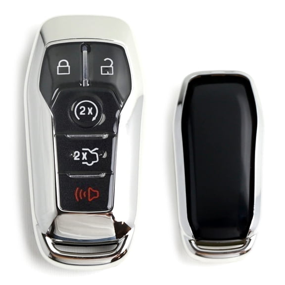 Chrome Finish Silver TPU Key Fob Protective Cover Case For Ford or Lincoln 4/5-Button Keyless Intelligent Access Key