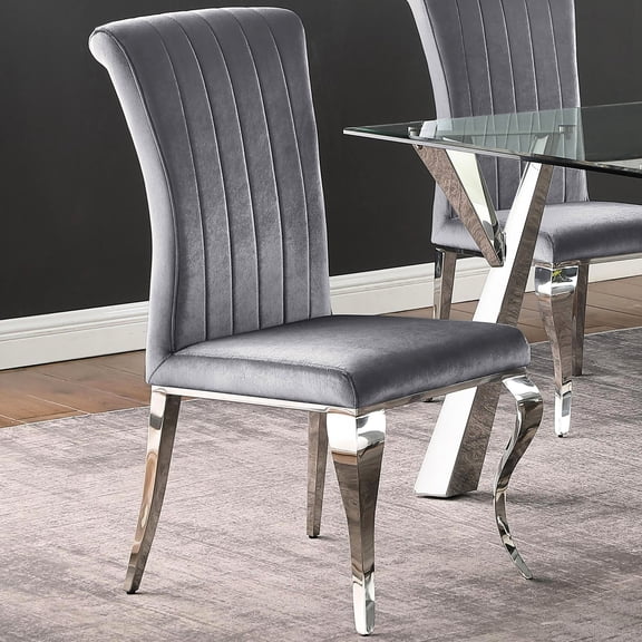 Chrome-Finished Side Chairs in Grey / Provide Modern Dining Look