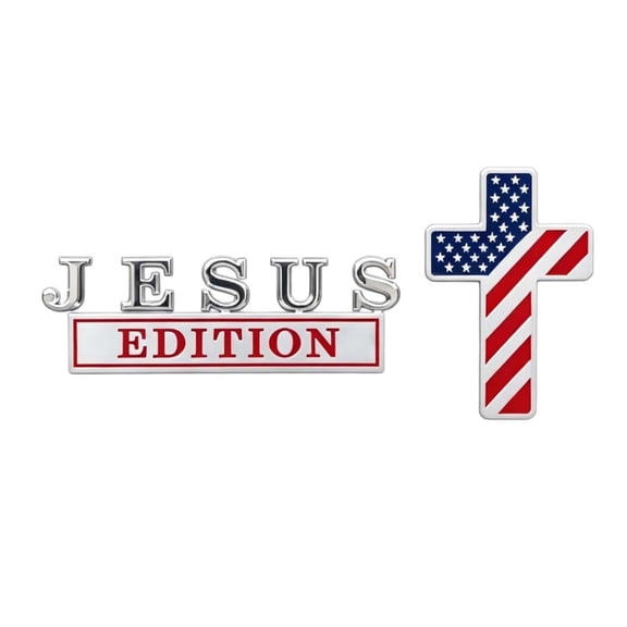 Chrome Flag Car Emblem Blessed Edition Raised Metal Badge for Truck SUV Motorcycle Accessories Use