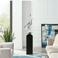 thumbnail image 1 of Chrome Flame Floor Sculpture With Black Stand, 65" Tall, 1 of 4