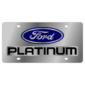Chrome Ford Platinum Matte Mirror Emblem Premium Steel License Plate 3D Logo
