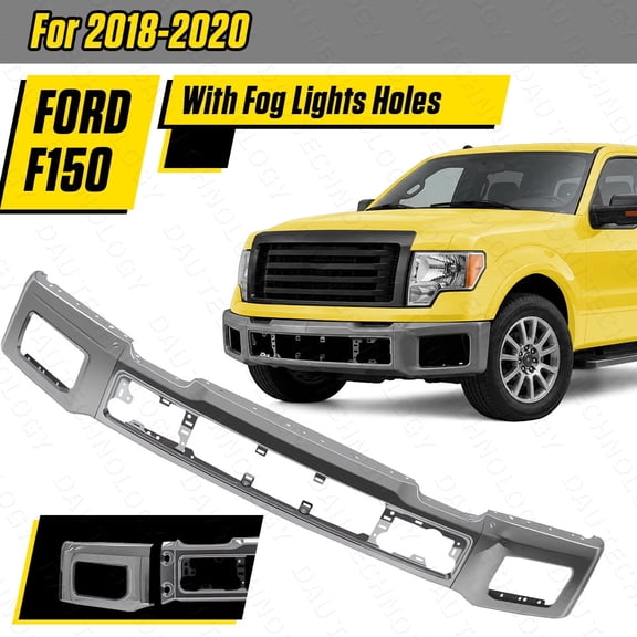 Chrome Front Bumper Face Bar for 2018-2020 Ford F-150, 3-Piece Steel Front Bumper with Fog Light Holes, Replacement for JL3Z17757A FO1002430