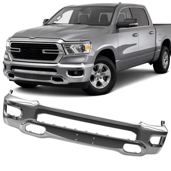 Front Bumper for 2019-2024 Dodge Ram 1500, 3-Piece Chrome Steel Face Bar with Fog Light Holes, Replacement for 5ZB88SZ0AD CH1002407