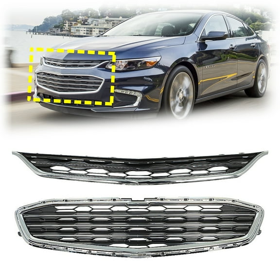 Chrome Front Grill Kit Upper Grilles Fit for Chevrolet Malibu 2016 2017 2018
