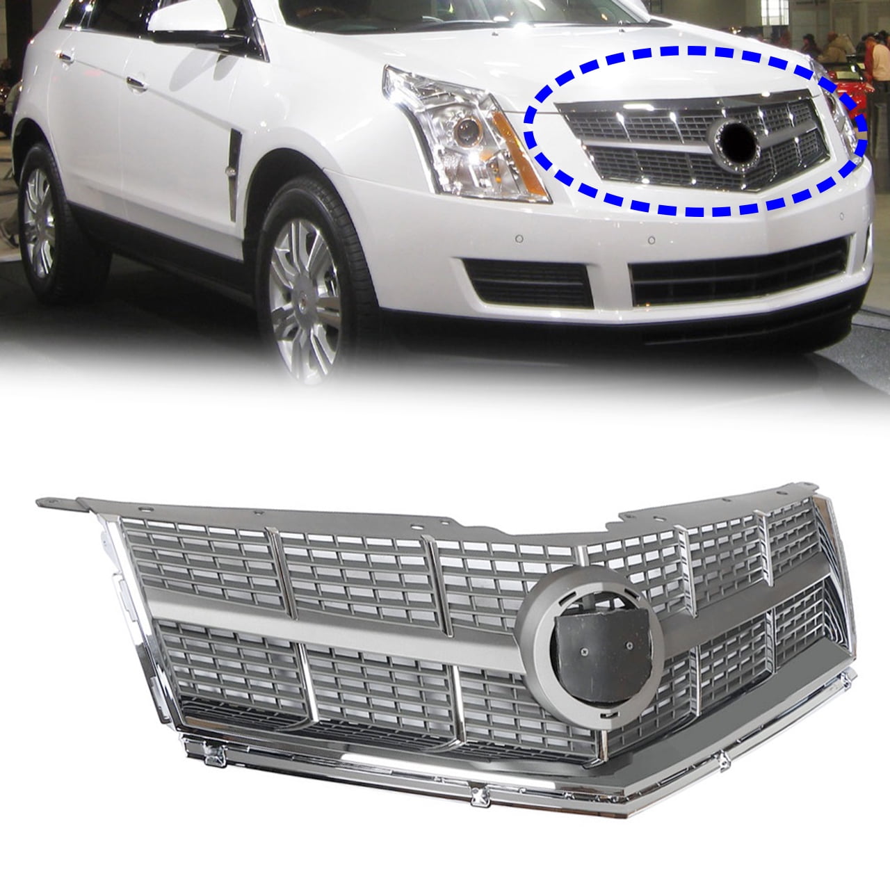 Chrome Front Grille Grill Fit for Cadillac SRX 2010-2012