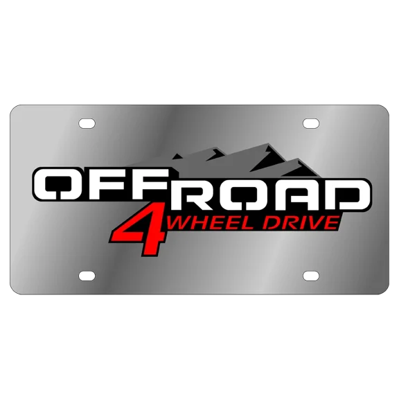 Chrome GMC Sierra - Off Road Logo Emblem Premium Steel License Plate 3D Logo