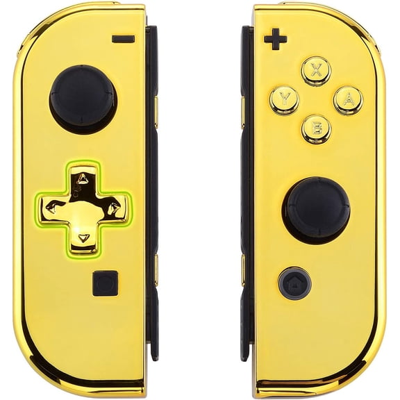 Chrome Gold Joycon Handheld Controller Housing (D-Pad Version) w/Full Set Buttons, DIY Replacement Shell