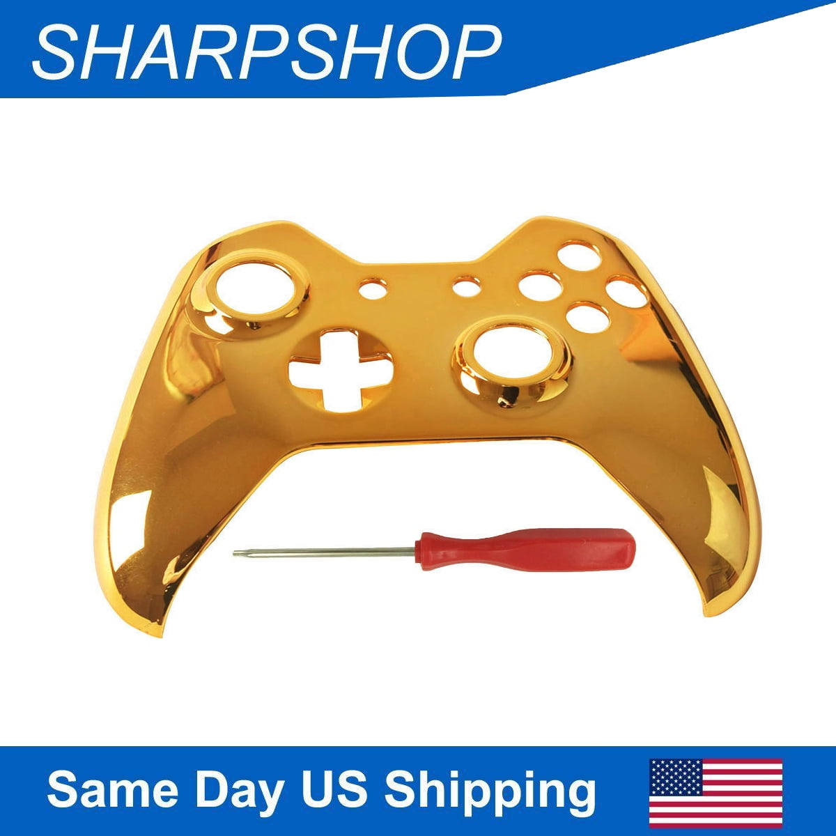 Chrome Golden Replacement Housing Front Shell Case Cover for Xbox