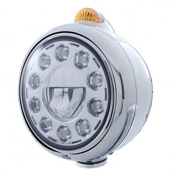 Chrome Guide 682-C Headlight 11 LED Bulb & Dual Mode LED Signal - Amber Lens